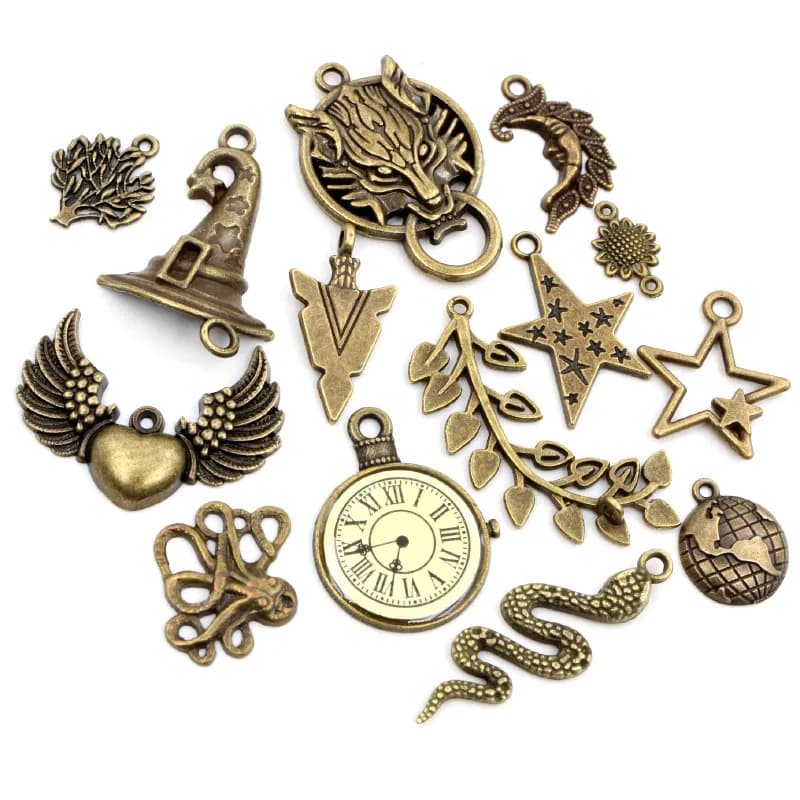 Bronzo di modo di Fascini del Cuore Stella Foglia Freccia Carina FAI DA TE Monili Che Fanno Del Pendente Fidings per la Collana Del Braccialetto Accessori