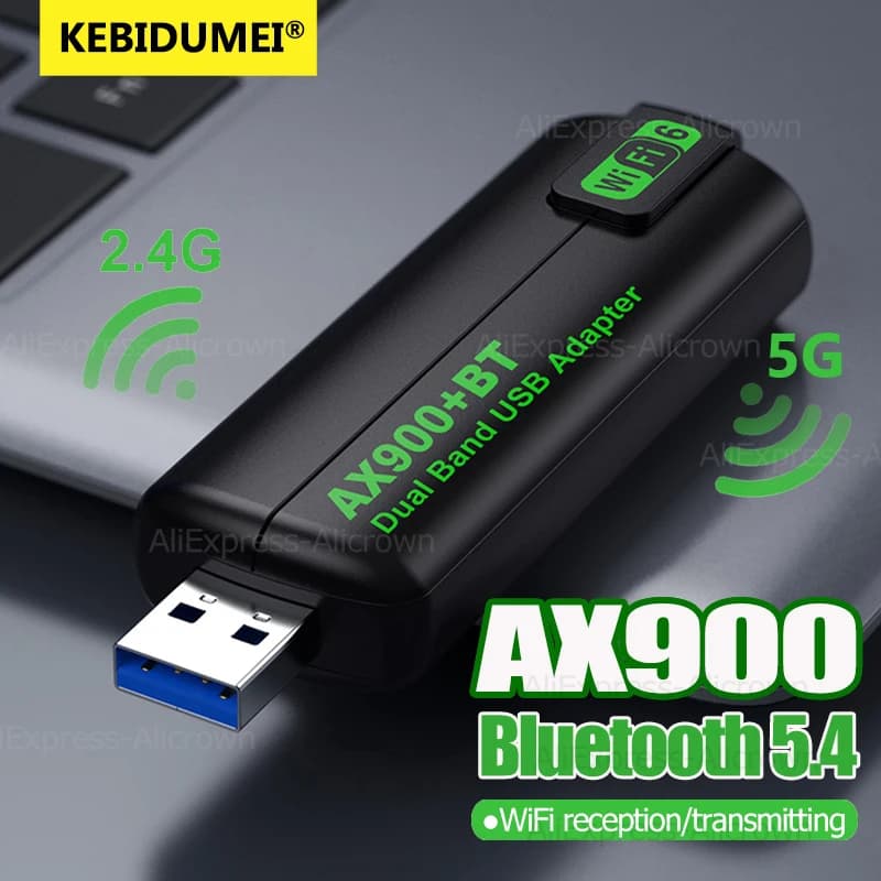 Adattatore WiFi USB 3.0 ad alta velocità 900Mbps Scheda di rete Bluetooth 5.4 Dongle 2.4G e 5Ghz 4 Antenna Ricevitore scheda USB per PC/laptop