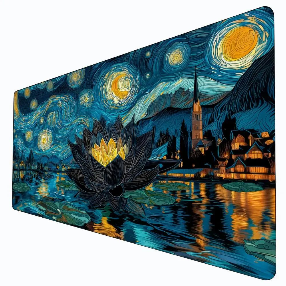 Tappetino da Gioco Starry Moon Night Lotus MTG, Tappeto da Battaglia per Carte Magic, Antiscivolo e Resistente 35X60CM, Playmat Commander per Giochi da Tavolo TCG