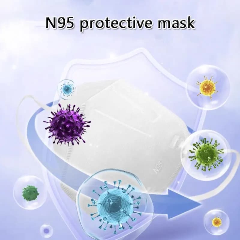 Maschera antipolvere N95 Maschera protettiva usa e getta Maschera protettiva igienica antipolvere antigoccia, traspirante e non soffocante da 10 pezzi
