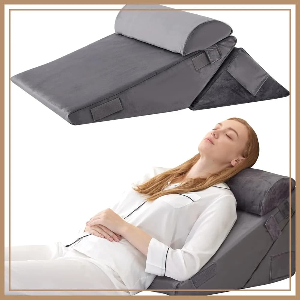 Set di cuscini ortopedici a cuneo, 3 pezzi in schiuma per supporto post-chirurgico di schiena, gambe e ginocchia, cuscino triangolare pieghevole regolabile da 9 e 12 pollici per dormire, reflusso acido, russamento, velluto