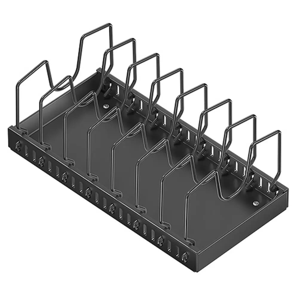 Removable cover door with 8 adjustable dividers, sliding shelf for flat drying, pull-out organizer for pots and pans