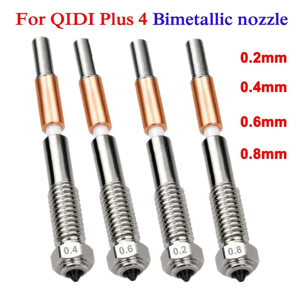 Per QIDI Plus 4 Ugello bimetallico 0.2mm 0.4mm 0.6mm 0.8mm Ugello per QIDI Tech Plus4 Manicotto in silicone Stampanti 3D Accessori Hotend