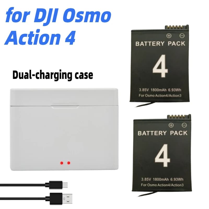 Per DJI Osmo Action 4 Batteria + scatola di ricarica rapida per accessori per fotocamere sportive DJI Action 3 Action 4