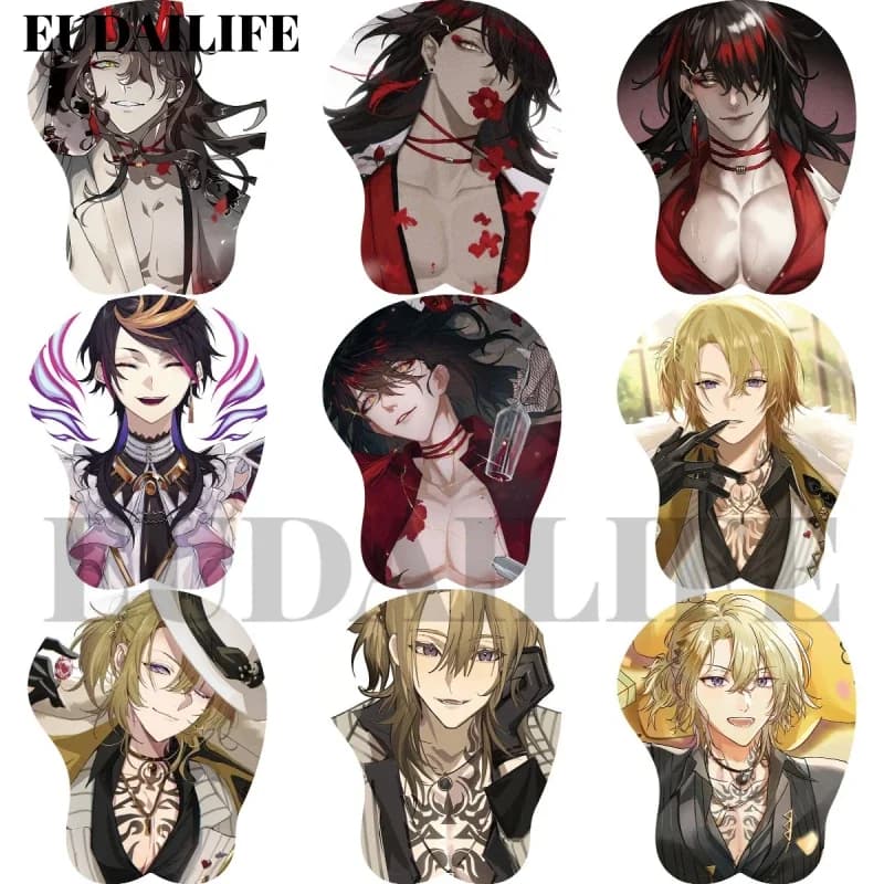 NIJISANJI Vox Luca Vtuber 3D Mousepad Mano Poggiapolsi Mouse Pad Mousepad Silicone Oppai Petto Morbido Mouse Zerbino Lavoro d'ufficio