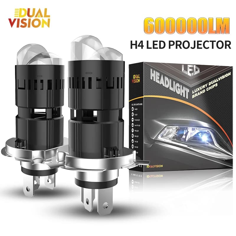 Dualvision H4 Proiettore LED Mini Lente Fari Lampadina 800W 600000LM Super Luminoso 6000K Fascio Alto/Basso Turbo Auto Lampade 12V 24V