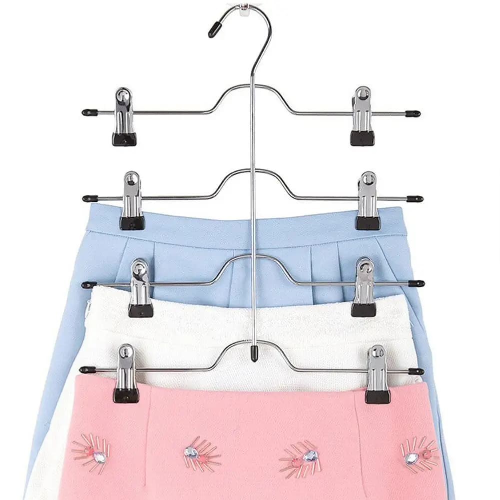 Skirt Hangers 4 Tier Pants Hangers Space Saving Hangers Closet Organizer For Skirt Pants Jeans Scarf Clothes Organizer & Storage