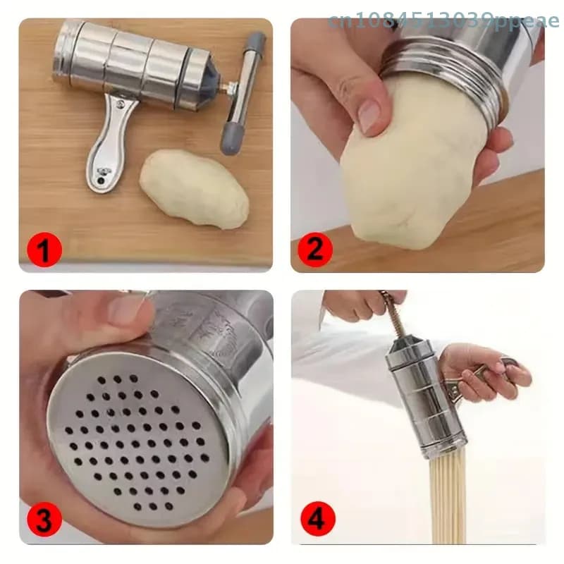 Pressa manuale per noodle piccola per uso domestico in acciaio inossidabile Shake Pasta Noodle Making Machine con 2/5 stampi intercambiabili