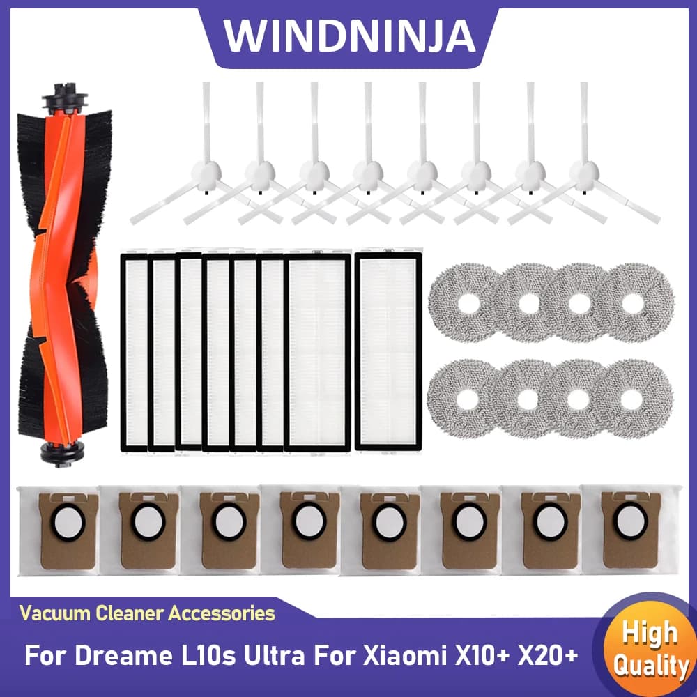 For Dreame L10s Ultra / S10 Pro for Xiaomi X10+ X10 Plus X20+ X20 Plus Vacuum Parts Main Side Brush Filters Mop Cloth Dust Bags