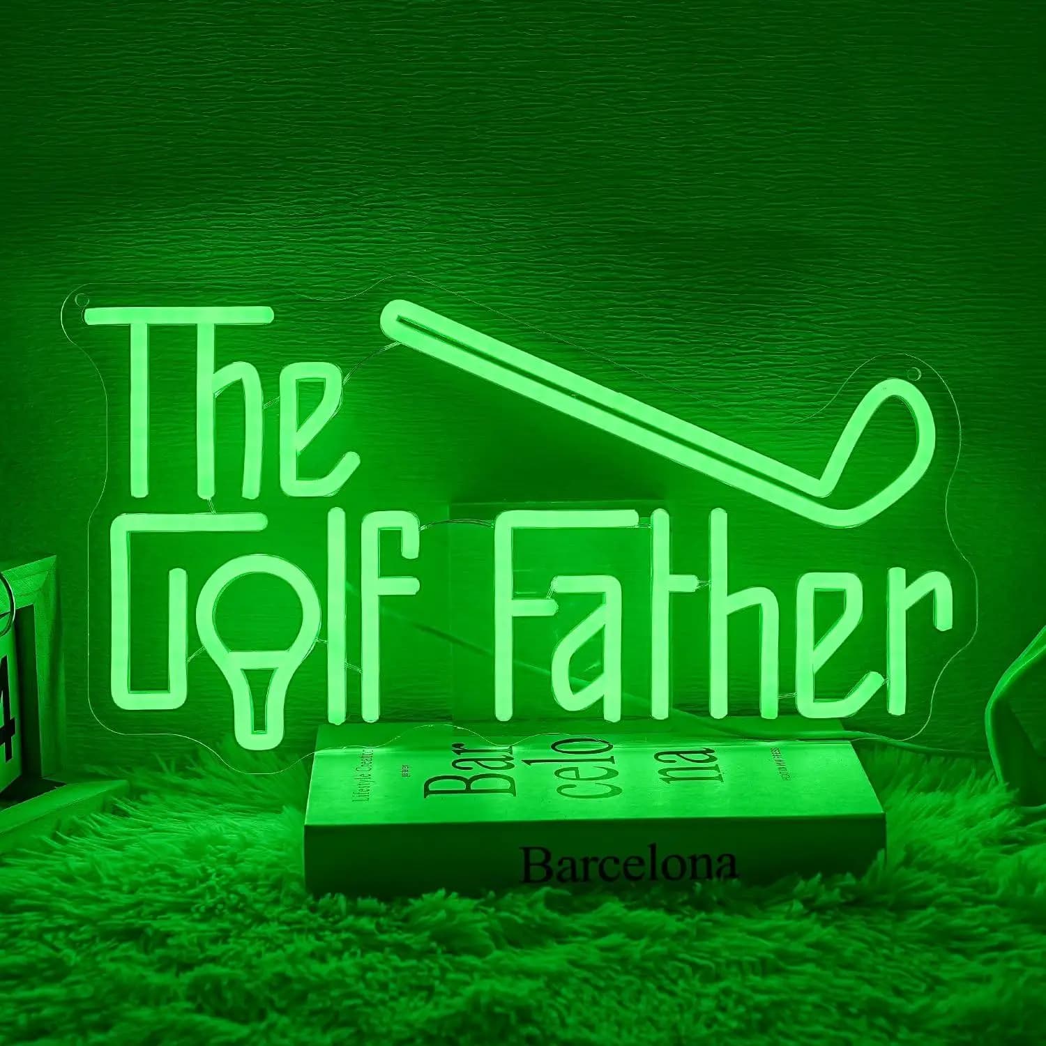 The Golf Father Neon Sign USB Dimmable LED Light for Golf Course Man Cave Bedroom Boys Garage Office Golf Themed Wall Art Decor