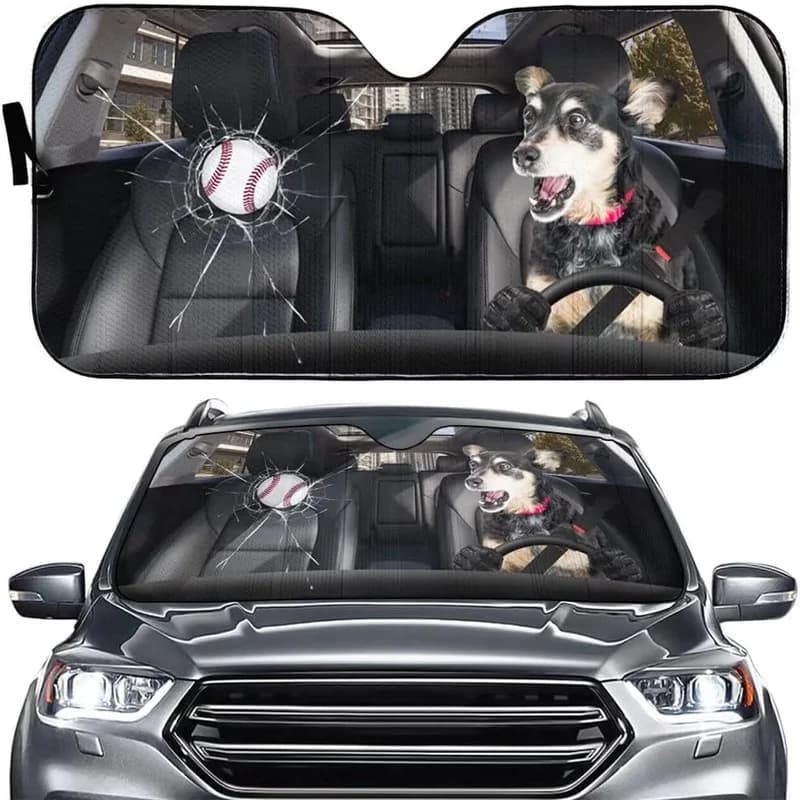 Dog Driver Windshield Sun Shade For Car SUV Truck Front Window Sun Shade Visor Shield Cover 57x27.5 Inches, Car Sunshade