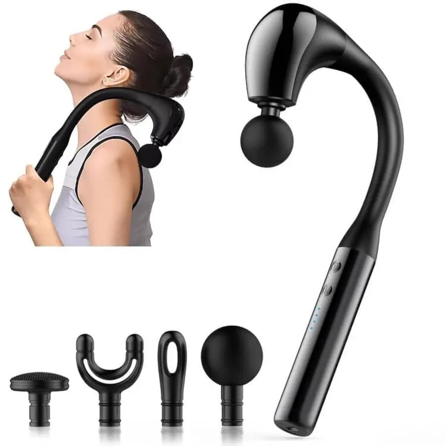 Deep woven gun massager with extended handle, revolutionary U-shaped massager for back, neck, shoulders, legs