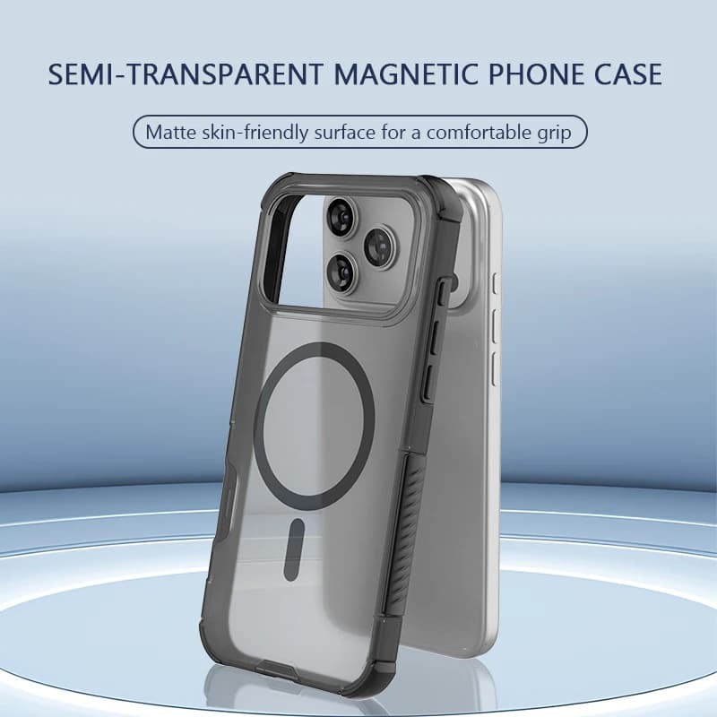 Custodia Magnetica Anti-caduta a Quattro Angoli con Dissipazione del Calore per iPhone 17 Air 16 15 14 Plus 13 Pro Max, Cover Bumper Compatibile con MagSafe