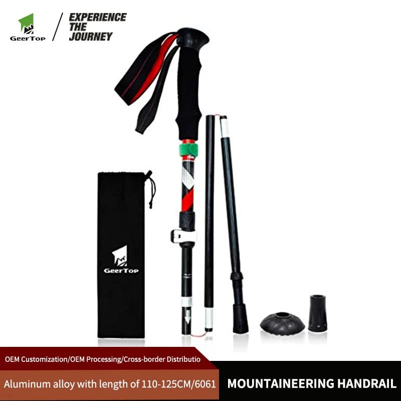 3 Section Telescopic Trekking Stick Aluminum Alloy - Non-slip Portable Tent Support Stick