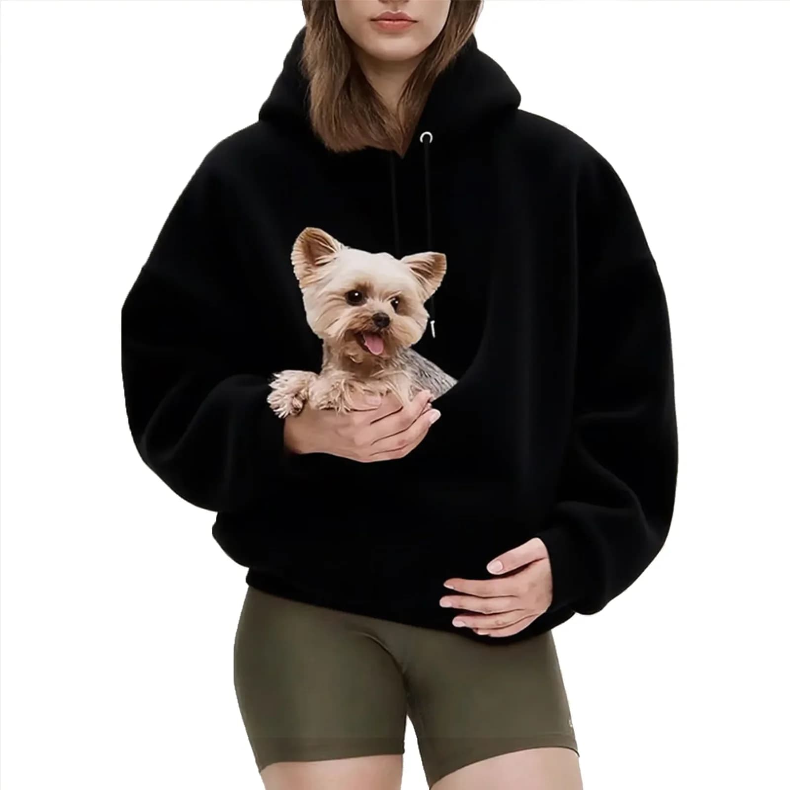 Autumn Winter Front Large Pouch Pet Carrier Hoodie Long Sleeve Material Cat Dog Bag Daily Wear Hands-Free Funny Hooded Pullovers