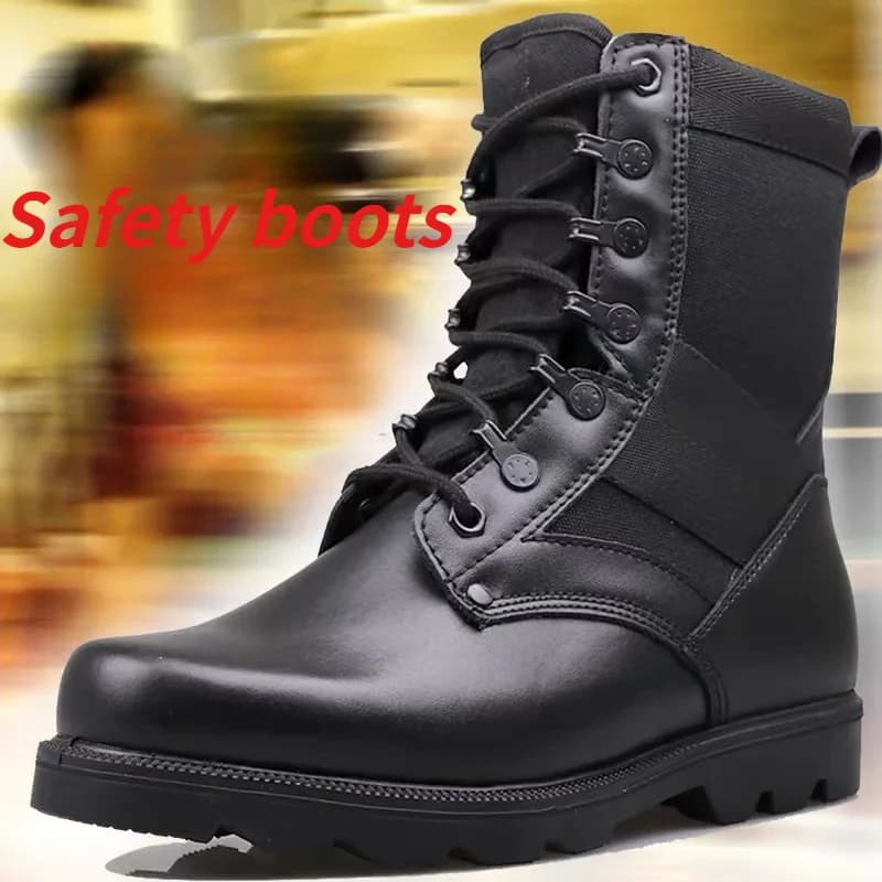 Stivali di sicurezza da uomo invernali Stivali alti delle forze Sport all'aria aperta Scarpe maschili Arrampicata Montagna Stivali di sicurezza con testa in acciaio di fondo
