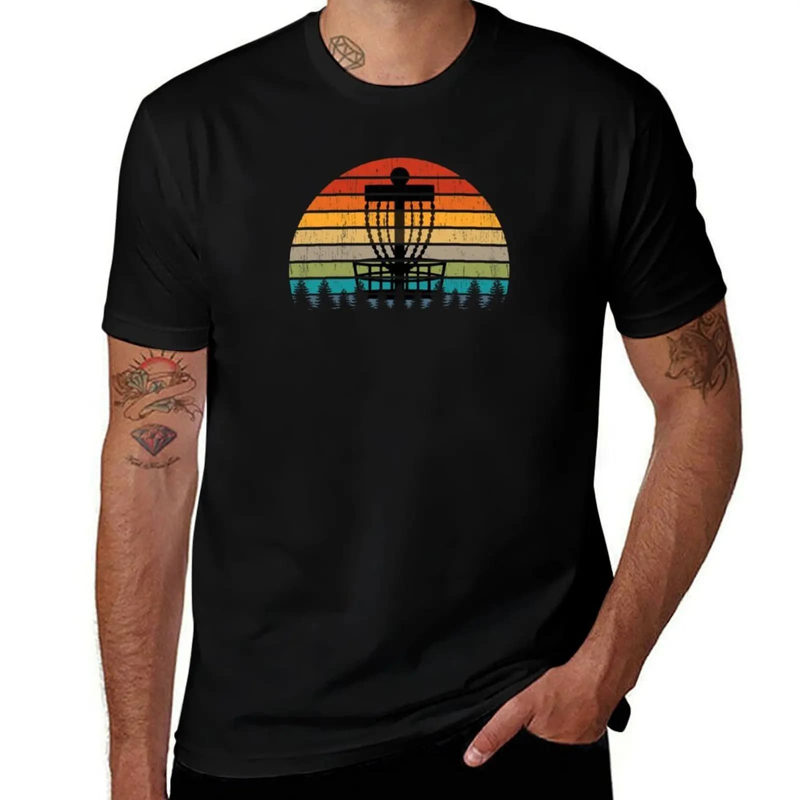 Vintage Retro Disc-Golf - Retro Flying Disc T-Shirt Christmas Theme Tee Top