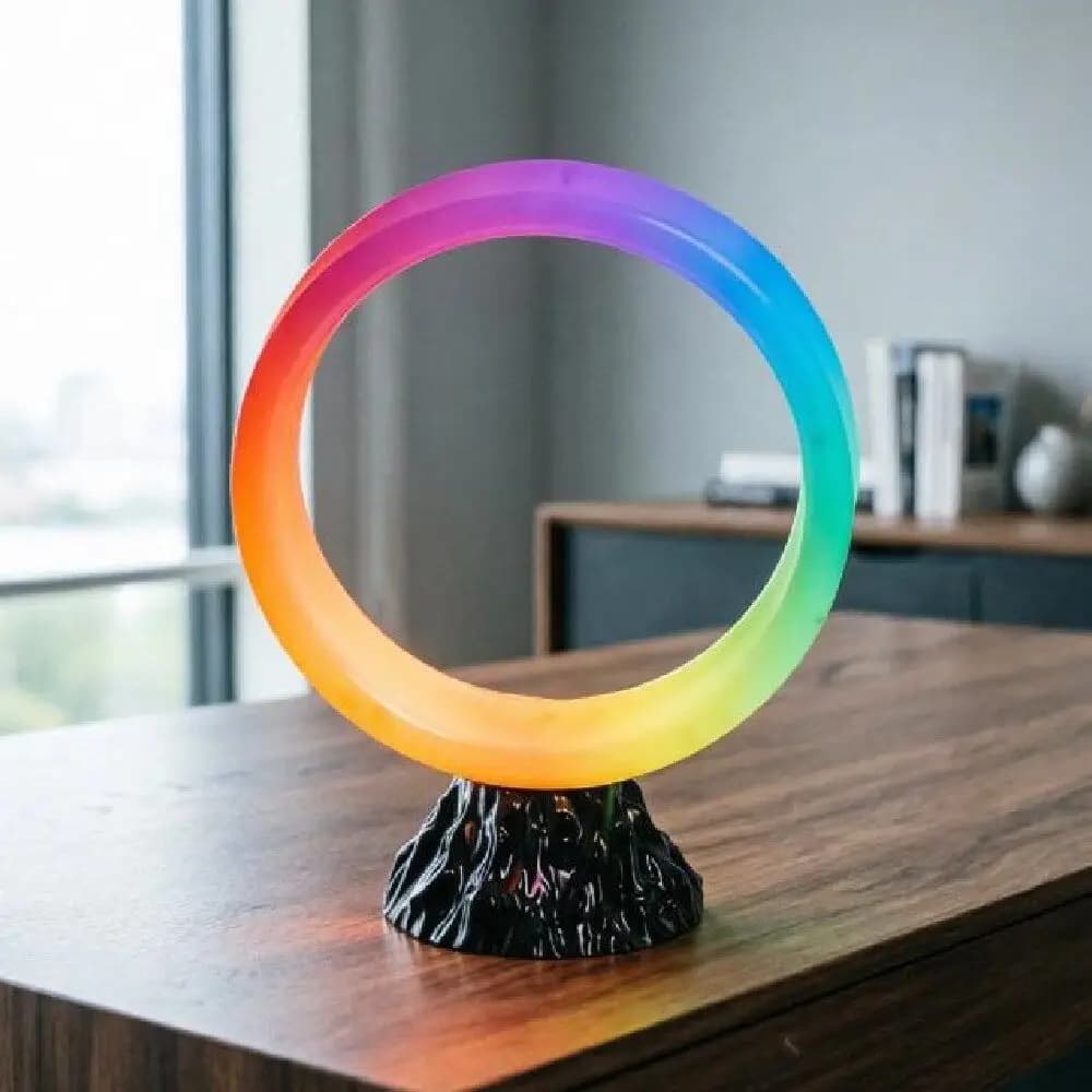 RGB Color Changing RGB Smart Table Lamp USB Plug Energy Efficient Ring Table Lamp Atmosphere Circular Design Ambient Lighting