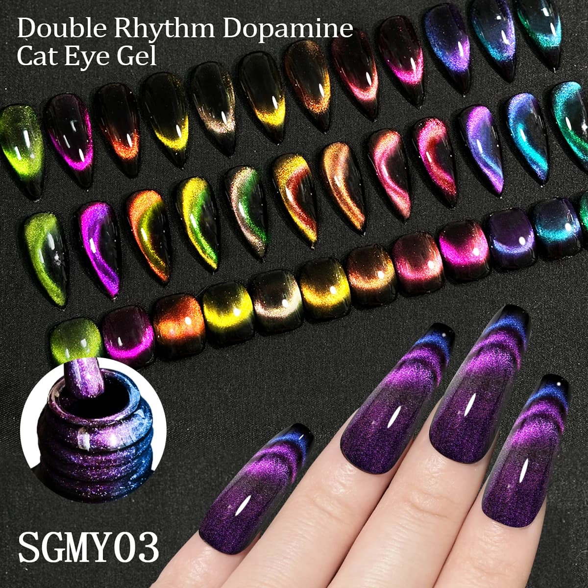 Magnetic Gel Nail Polish 9D Rainbow Cat Chameleon Galaxy Semi-Permanent Magnetic Effect Soak Off UV Gel Nail Polish