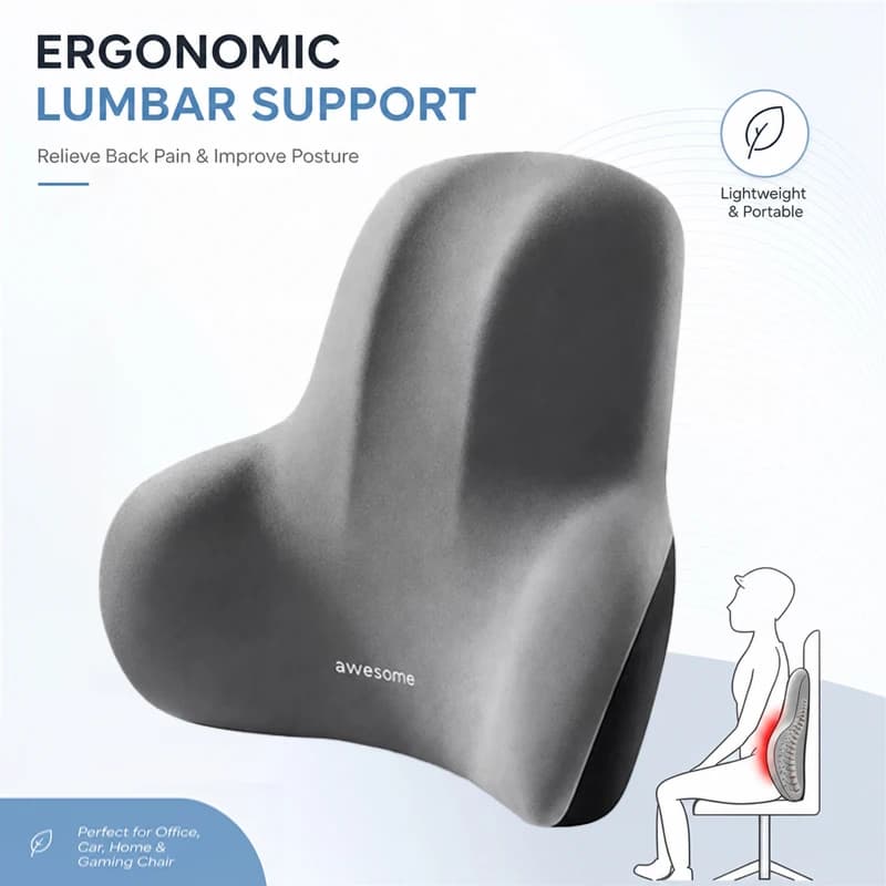 1 Pcs Memory Foam Lumbar Support Cushion, Ergonomic Waist Pain Relief Pillow for Office Car Gaming Chair Postpartum Back Support