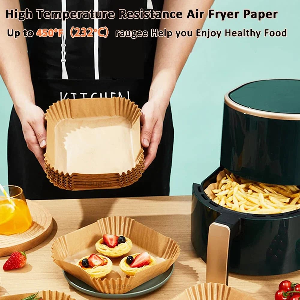 Oven Paper Disposable for Air Fryer 50/100 pcs, Square Sheets and Rolls Anti-sticks for Cooking, Kitchen Accessories
