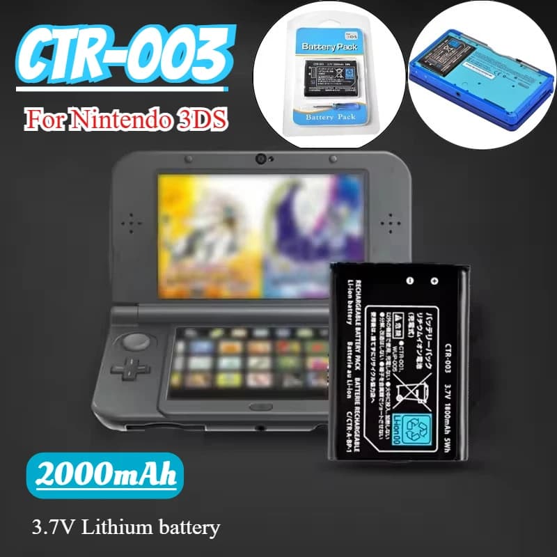 CTR-003 Batteria di ricambio 2000mAh CTR 003 3.7V Batteria al litio per Nintendo N3DS 3DS 2DS Console di gioco Batterie ricaricabili