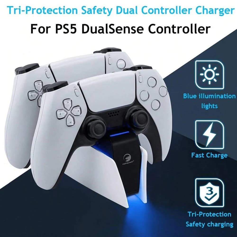 Stazione di ricarica del controller 3705 con doppio dock di ricarica rapido per controller wireless DualSense PS5 con indicatori di ricarica a LED