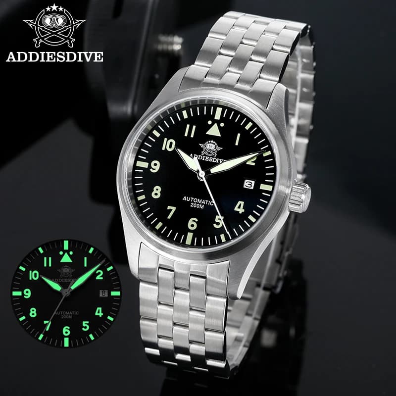 ADDIESDIVE Orologio Automatico di Lusso per Uomo, Vetro Zaffiro, Luminoso C3, Impermeabile 200m, 39mm, Nuovo Modello