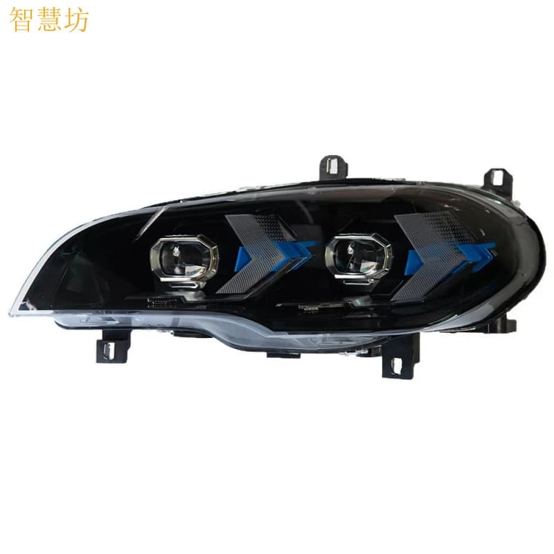 Gruppo Fari Adatto per BMW X5 2007-2013, Modifica E70 con Lente LED, Luci Diurne a Freccia e Indicatori di Direzione LED