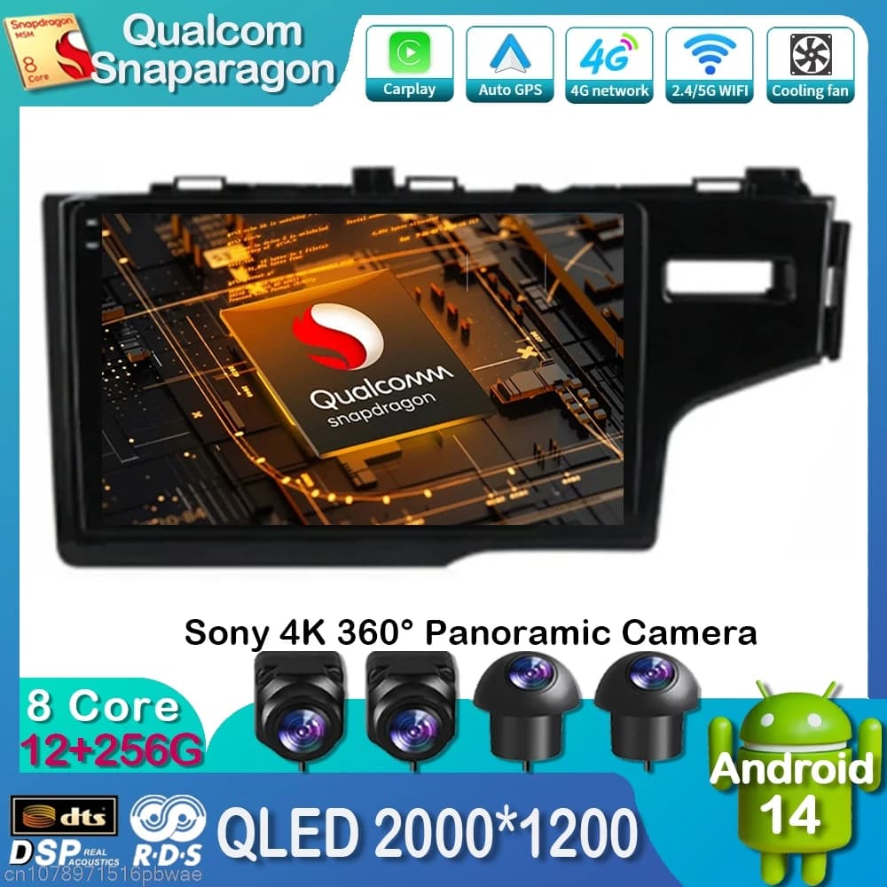 Android 14 Autoradio Per Honda Jazz 3 2015 - 2020 Fit 3 GP GK 2013 - 2020 Carplay Auto GPS di Navigazione Lettore Multimediale 4G WIFI