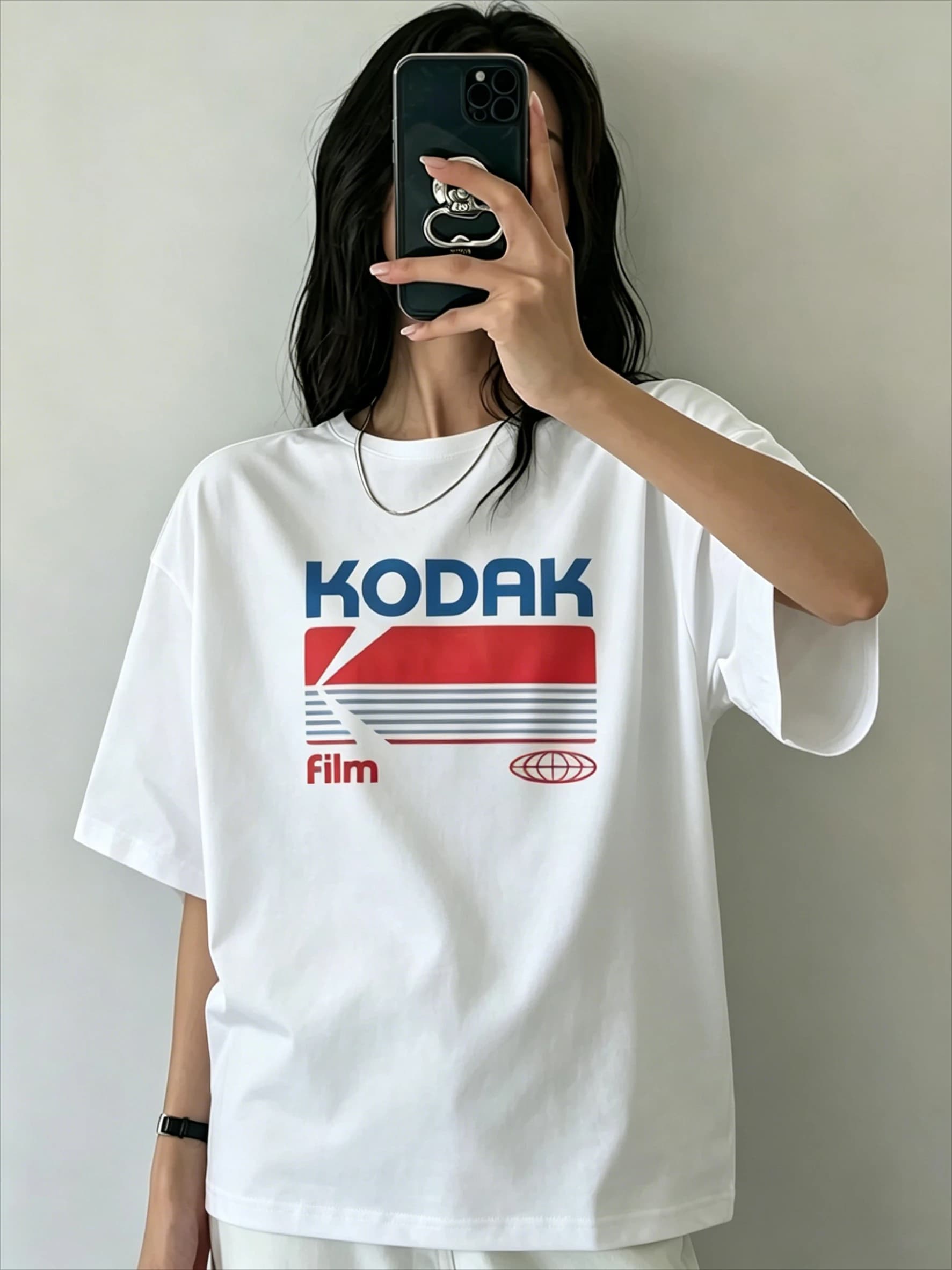 2026 Kodak Summer Classic Retro T-shirt For Women Men High Quality Short Sleeve Tees Daily Casual Korean version