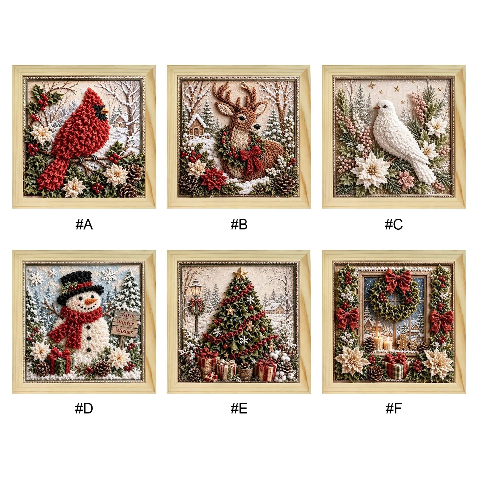 Christmas Punch Needle Kit DIY Fabric Art Holiday Home Wall Decor Snowman Embroidery Craft Xmas Tree