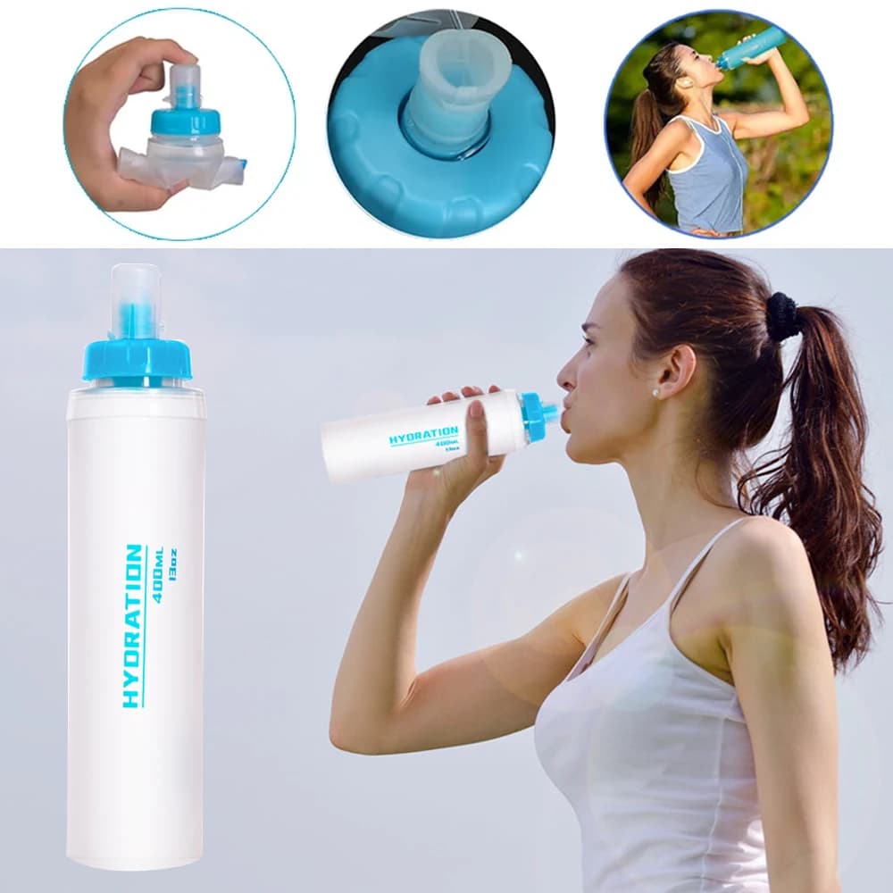 1 soft fiaschetta, narrows like drinking soft water bottle for hydration package, folding water bottle for running, hiking, cycling, climbing