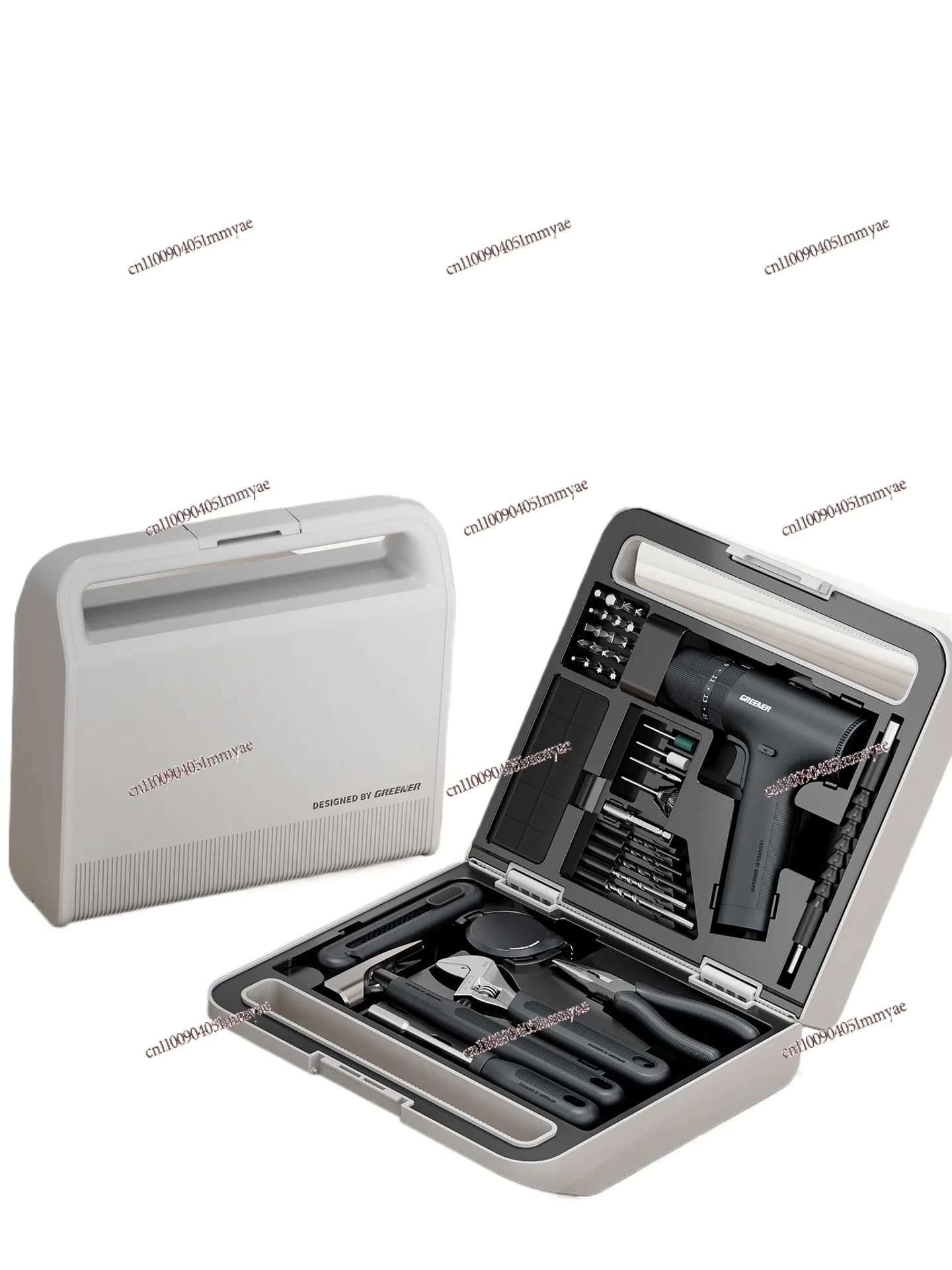 Set of Multifunctional Tools for Domestic Maintenance with Electric Drill and Tool Box