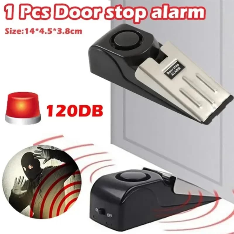 Mini allarme di arresto della porta di allarme Wireless 120dB ottimo per il sistema di blocco del sistema di sicurezza di avviso di arresto a forma di cuneo domestico