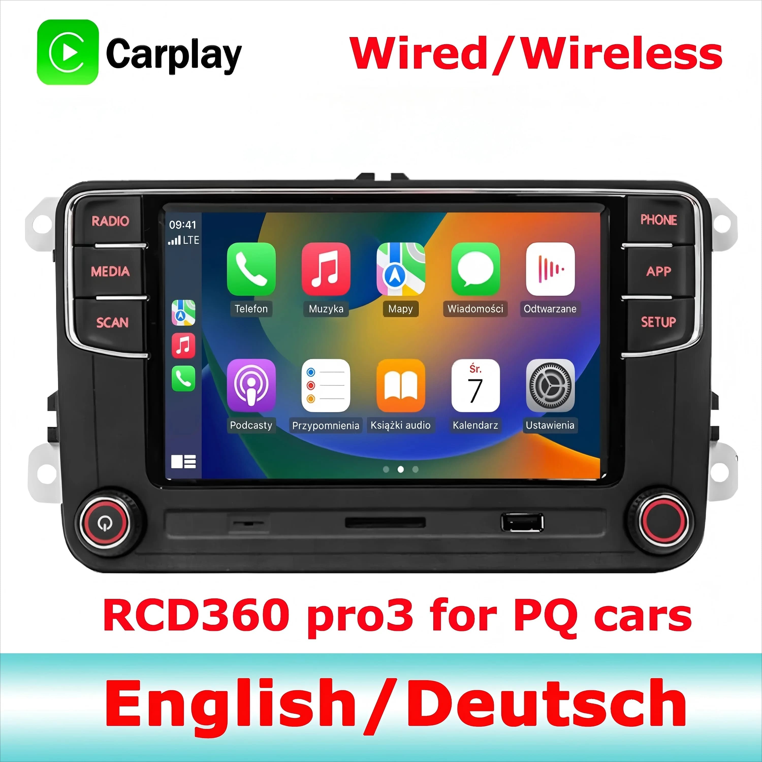 Autoradio SCUMAXCON RCD360S RCD360 PRO3 PROIII con Carplay Wireless, Bluetooth, Touchscreen da 6,5 Pollici, USB