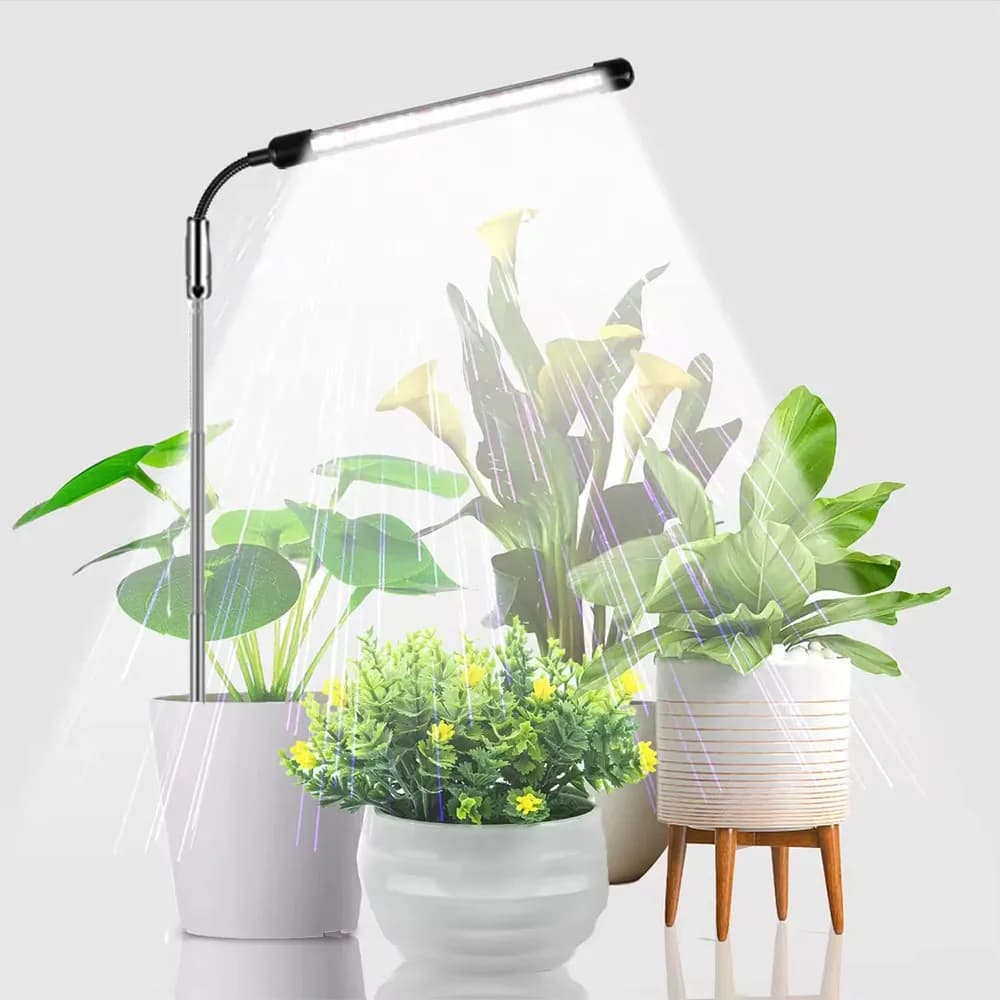 Luce per la crescita delle piante da interno a LED con altezza della luminosità regolabile, timer 3/9/12 ore, lampada da scrivania alimentata tramite USB per piante d'appoggio