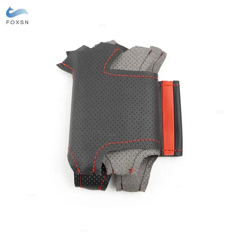 DIY hand braid for Toyota Highlander Sienna 2015 2016 2017 2018 2018 2019 Drilled leather cover for steering wheel with red line strip