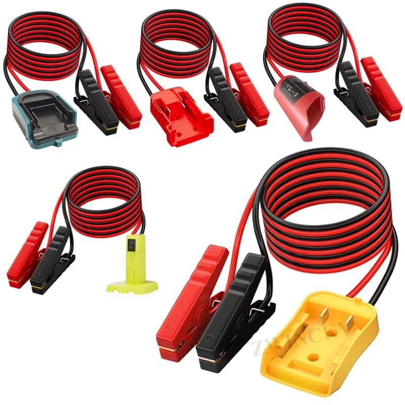 Cavi di Avviamento per Batterie Milwaukee/Dewalt/Ryobi/Makita 18V, 6.0 Piedi, Avviatore d'Emergenza per Auto, Morsetti Robusti, Cavi di Avviamento per Auto
