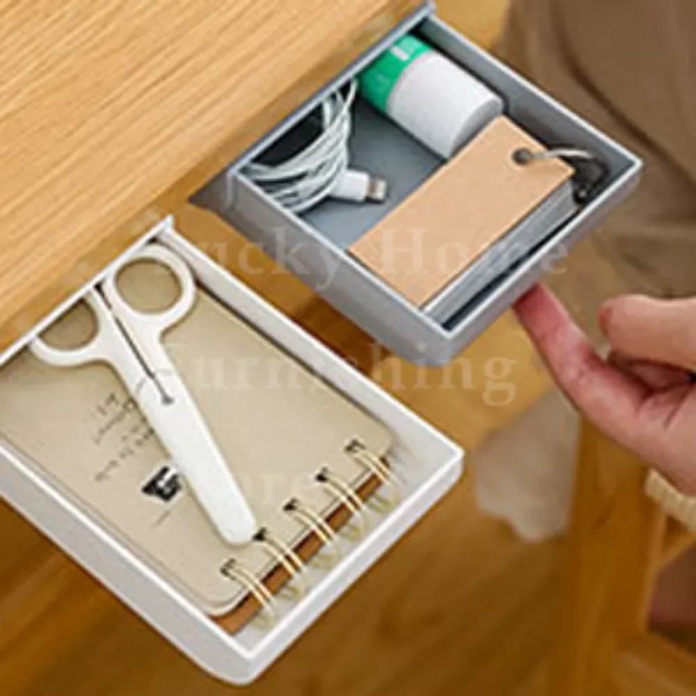 1 Pezzo Cassetto Adesivo Sotto Scrivania, Contenitore Nascosto, Vassoio Porta Trucchi e Cancelleria, Organizzatore Salvaspazio Scorrevole per Tavolo