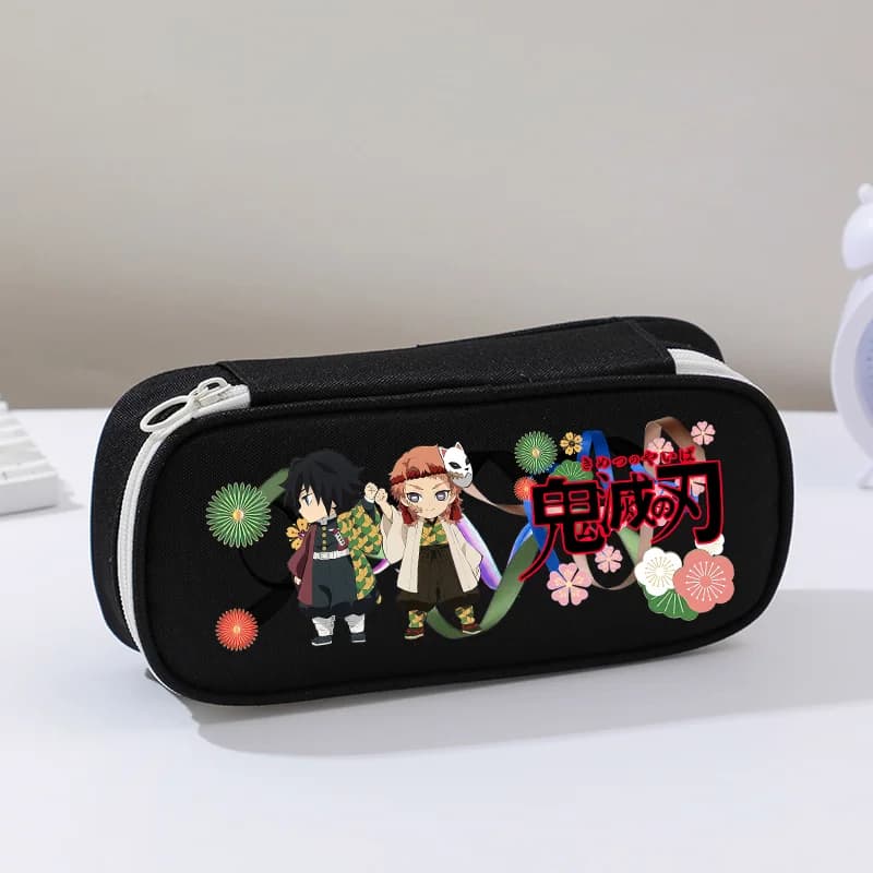 Astuccio Multistrato in Tessuto Oxford per Studenti, Tema Anime Demon Slayer (Kamado Nezuko Tanjirou), Porta Cancelleria, Idea Regalo