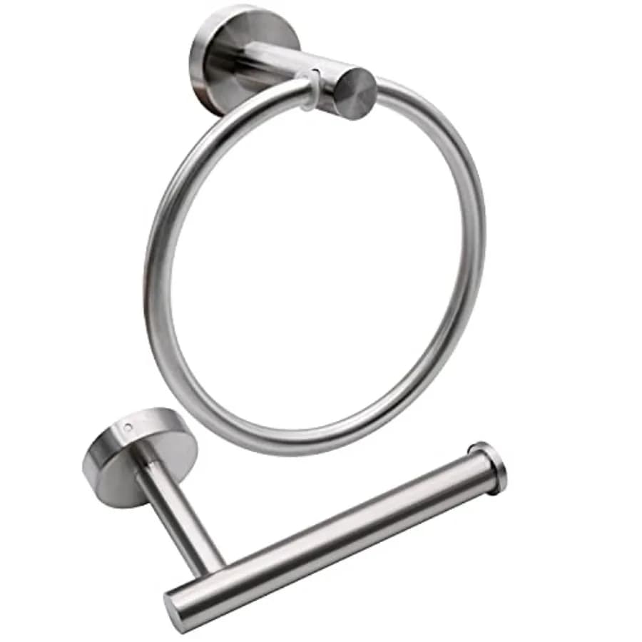 Toilet Paper Holder and Towel Ring Set, Stainless Steel Hand Towel Holder and Towel Hanger with Hardware Pack