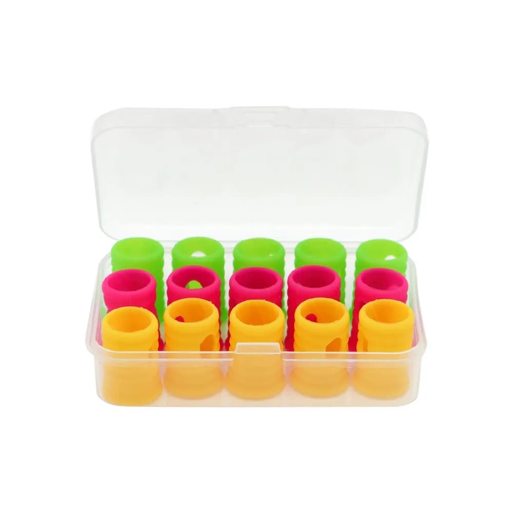 15Pcs Plastic Padel Racket Dampeners Colorful Ring Shape Tennis Racket Dampener Clear Storage Case Vibration Reducing