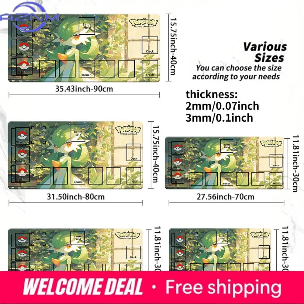 Tappetino da gioco Garden Style Gardevoir Pokemon TCG, tappetino da gioco grande antiscivolo per mouse, tappetino da scrivania per giochi di carte