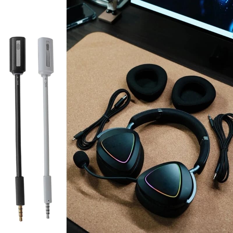 Detachable Boom Microphone Replacement for Headset Voice Chat, Meeting Calls, Online Class Use and Daily Gaming F19E