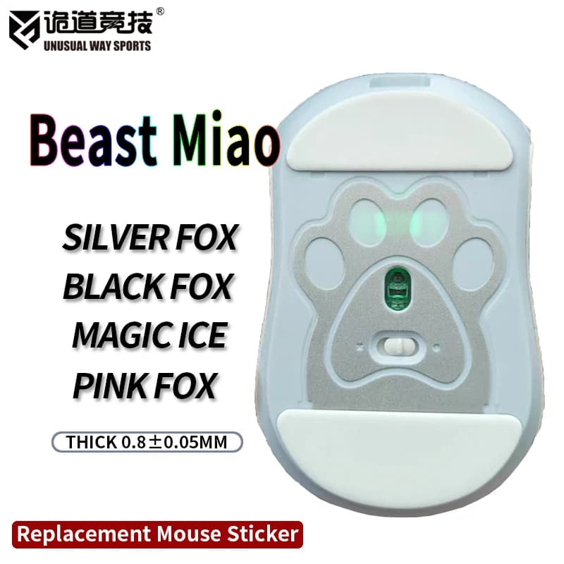 InsolitoWaySports Mouse Pattini Piedi WLmouse Beast Miao Superficie curvata PTFE Anti collasso Magic Ice Pink Black Silver Fox