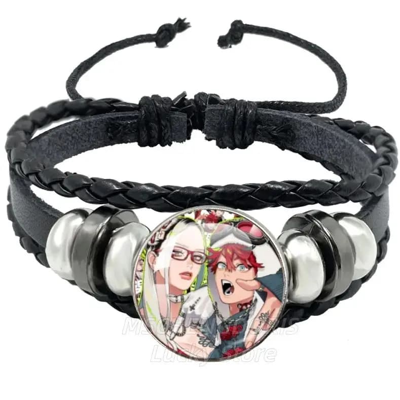 Braccialetto Manga Gokurakugai, Bracciali Neri Cartoon, Bracciali Intrecciati Multistrato, Gioielli Ornamentali, Regali MS013