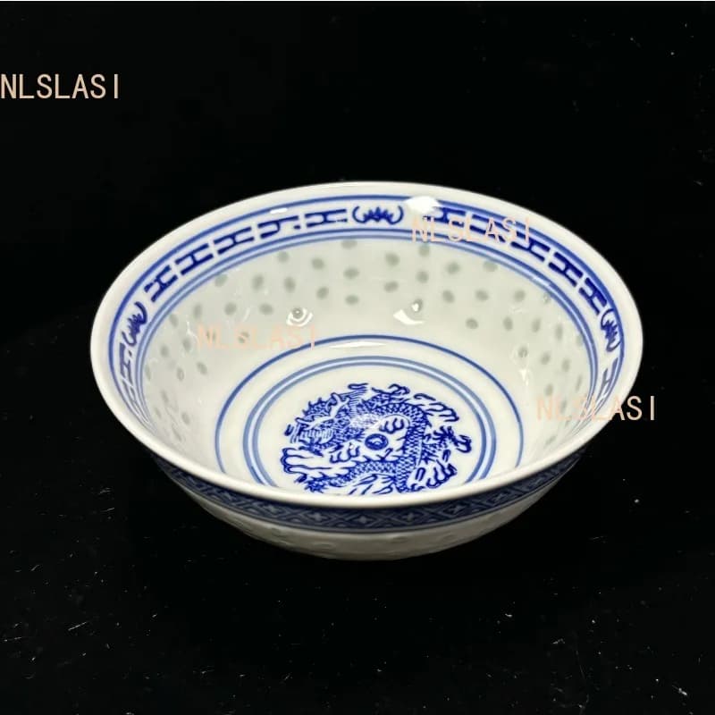 Stoviglie in ceramica Ciotola per zuppa di ramen in porcellana bianca e blu Ciotole di riso cinesi Stoviglie vintage con motivo drago