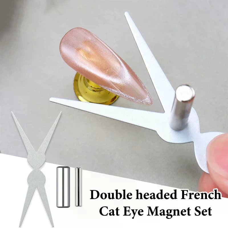 Unghie a forma di Y grandi a doppia testa Forma francese Forte magnete per occhi di gatto Foglio di ferro Nail Art Smalto gel Effetto magnetico Manicure