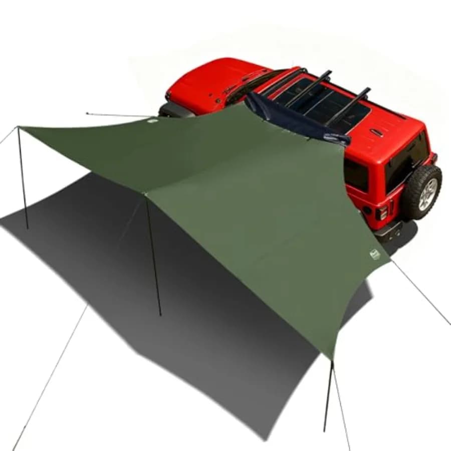 Tenda da sole retrattile per auto 19x9.8ft con rivestimento oscurante, tendalino estraibile da 186ft per portapacchi, protezione solare UPF50+ impermeabile per campeggio overland